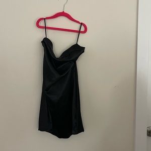 Black strapless mini dress